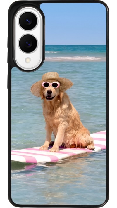 Samsung Galaxy S25 Edge Case Hülle - Silikon schwarz Summer Dog on Paddle
