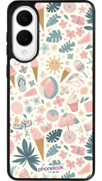 Samsung Galaxy S25 Edge Case Hülle - Silikon schwarz Sommer Pink Muster