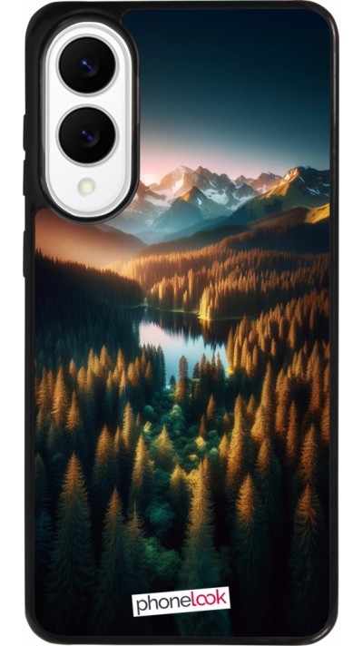 Samsung Galaxy S25 Edge Case Hülle - Silikon schwarz Sonnenuntergang Waldsee