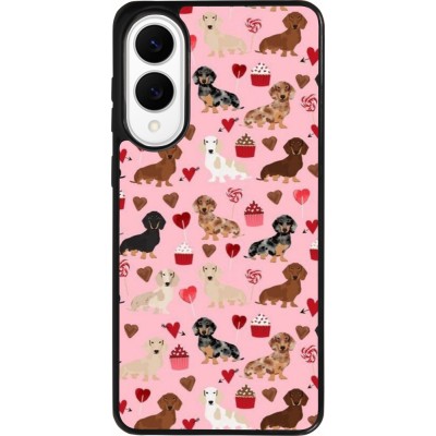 Samsung Galaxy S25 Edge Case Hülle - Silikon schwarz Valentine 2024 puppy love