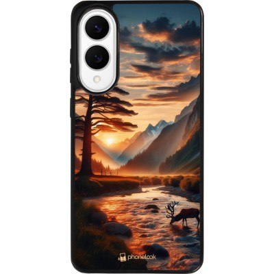 Samsung Galaxy S25 Edge Case Hülle - Silikon schwarz Tal Sonnenuntergang Hirsch Baum