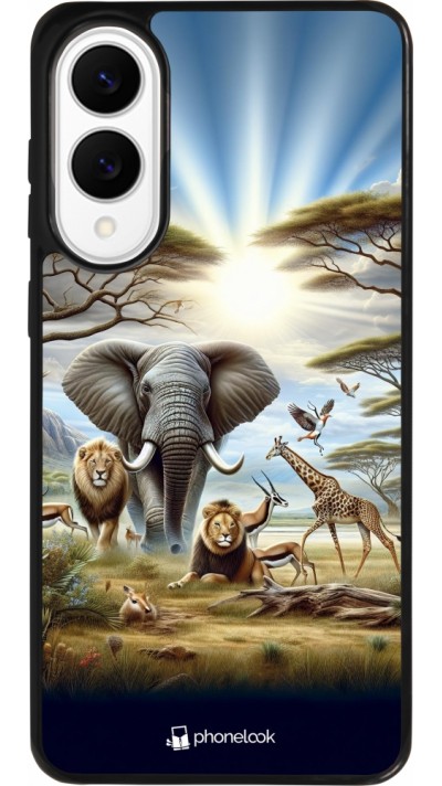 Coque Samsung Galaxy S25 Edge - Silicone rigide noir Vie sauvage africaine