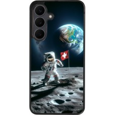 Samsung Galaxy S25 FE Case Hülle - Silikon schwarz Astro Schweiz auf dem Mond