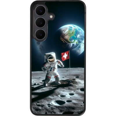Samsung Galaxy S25 FE Case Hülle - Silikon schwarz Astro Schweiz auf dem Mond