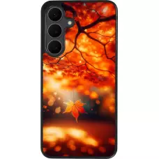 Coque Samsung Galaxy S25 FE - Silicone rigide noir Automne Magique Orange
