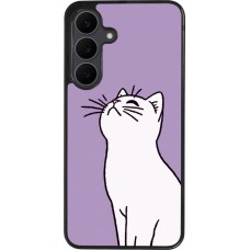 Coque Samsung Galaxy S25 FE - Silicone rigide noir Chat sur fond violet