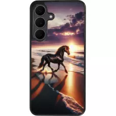 Coque Samsung Galaxy S25 FE - Silicone rigide noir Cheval majestueux plage