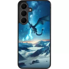 Coque Samsung Galaxy S25 FE - Silicone rigide noir Dragon nocturne montagne