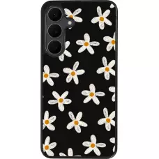 Coque Samsung Galaxy S25 FE - Silicone rigide noir Easter 2024 white on black flower