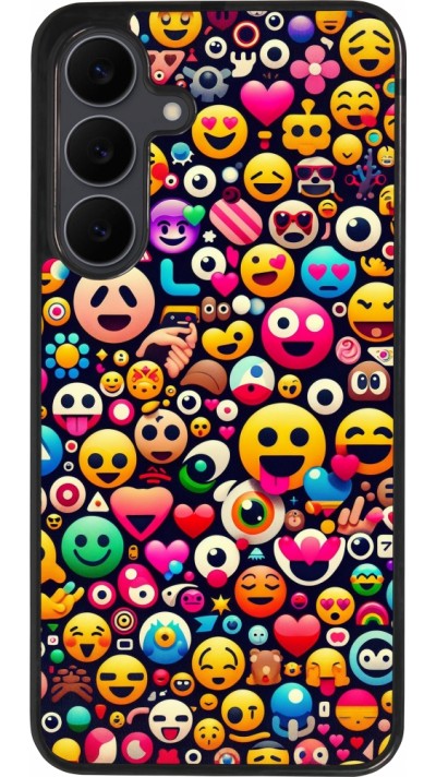 Samsung Galaxy S25 FE Case Hülle - Silikon schwarz Emoji Mix Farbe