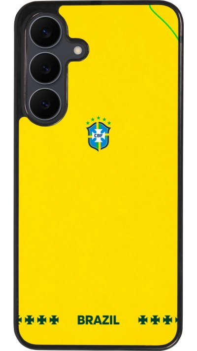 Coque Samsung Galaxy S25 FE - Silicone rigide noir Maillot de football Bresil 2026 personnalisable