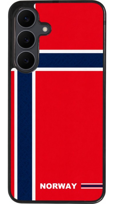 Coque Samsung Galaxy S25 FE - Silicone rigide noir Maillot de football Norvège 2026 personnalisable