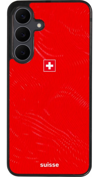 Coque Samsung Galaxy S25 FE - Silicone rigide noir Maillot de football Suisse 2026 personnalisable