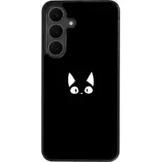 Coque Samsung Galaxy S25 FE - Silicone rigide noir Funny cat on black