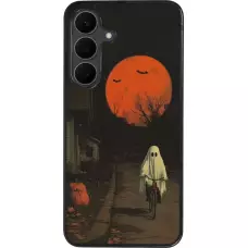 Coque Samsung Galaxy S25 FE - Silicone rigide noir Halloween 2025 Ghost on a bicycle
