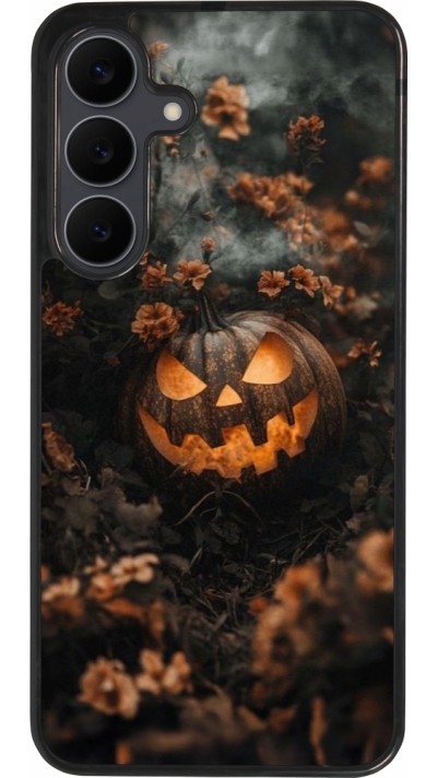 Samsung Galaxy S25 FE Case Hülle - Silikon schwarz Halloween 2025 Pumpkin with flowers