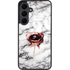 Coque Samsung Galaxy S25 FE - Silicone rigide noir Marble Rose Gold