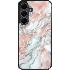 Coque Samsung Galaxy S25 FE - Silicone rigide noir Marbre Rose Lumineux