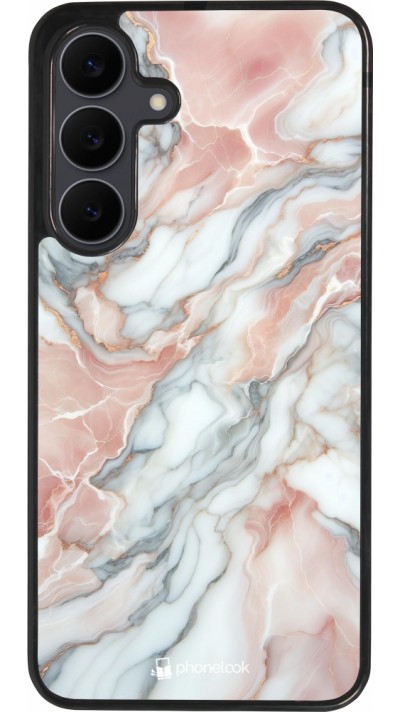 Samsung Galaxy S25 FE Case Hülle - Silikon schwarz Rosa Leuchtender Marmor