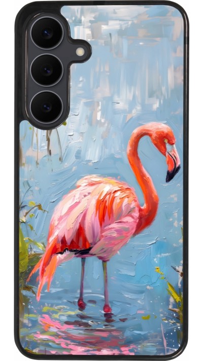 Samsung Galaxy S25 FE Case Hülle - Silikon schwarz Paint Flamingo