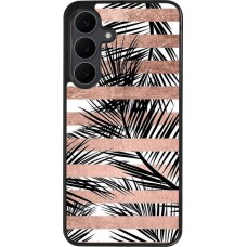 Samsung Galaxy S25 FE Case Hülle - Silikon schwarz Palm trees gold stripes