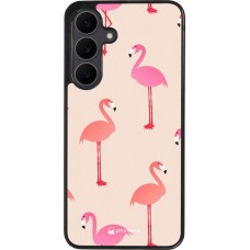 Samsung Galaxy S25 FE Case Hülle - Silikon schwarz Pink Flamingos Pattern