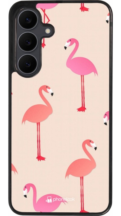Samsung Galaxy S25 FE Case Hülle - Silikon schwarz Pink Flamingos Pattern