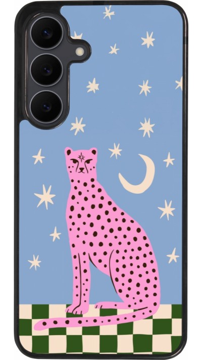 Samsung Galaxy S25 FE Case Hülle - Silikon schwarz Pink leopard with stars 2026