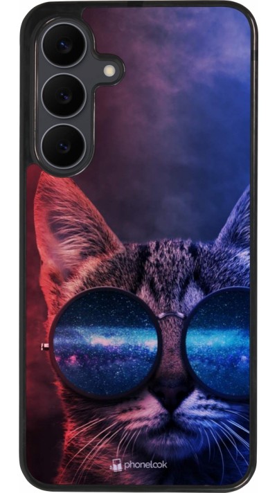 Samsung Galaxy S25 FE Case Hülle - Silikon schwarz Red Blue Cat Glasses