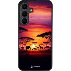Coque Samsung Galaxy S25 FE - Silicone rigide noir Safari sunset wildlife