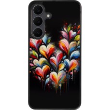 Samsung Galaxy S25 FE Case Hülle - Silikon schwarz Valentin 2024 Schwarzes Herz Abstrakt