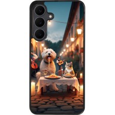 Samsung Galaxy S25 FE Case Hülle - Silikon schwarz Valentin 2024 Hund & Katze Kerzenlicht