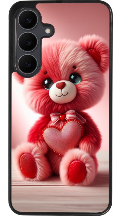 Coque Samsung Galaxy S25 FE - Silicone rigide noir Valentine 2024 Ourson rose