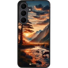 Samsung Galaxy S25 FE Case Hülle - Silikon schwarz Tal Sonnenuntergang Hirsch Baum