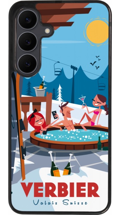 Coque Samsung Galaxy S25 FE - Silicone rigide noir Verbier Mountain Jacuzzi