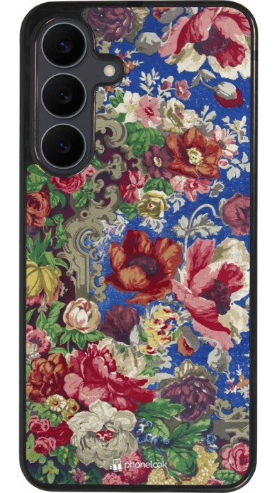 Samsung Galaxy S25 FE Case Hülle - Silikon schwarz Vintage Art Flowers