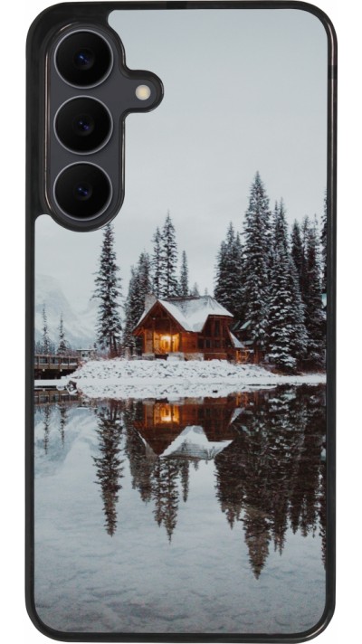 Samsung Galaxy S25 FE Case Hülle - Silikon schwarz Winter 25 Winter house forest afternoon