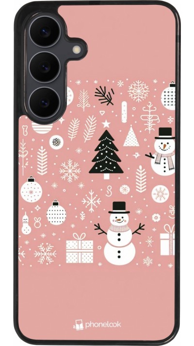 Samsung Galaxy S25 FE Case Hülle - Silikon schwarz Weihnachten 2024 Rose Schneemann Weihnachten
