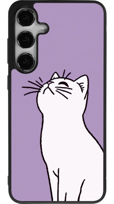 Samsung Galaxy S25+ Case Hülle - Silikon schwarz Chat auf lila Hintergrund