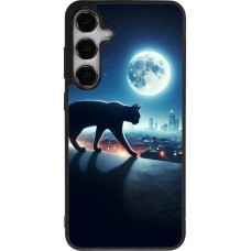 Samsung Galaxy S25+ Case Hülle - Silikon schwarz Schwarze Katze unter dem Vollmond
