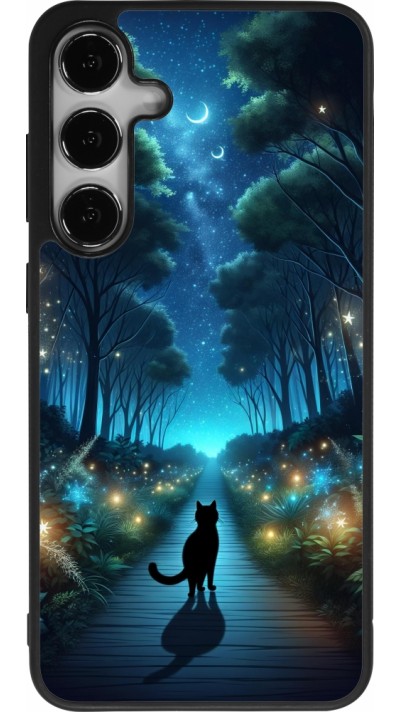 Samsung Galaxy S25+ Case Hülle - Silikon schwarz Schwarze Katze Spaziergang