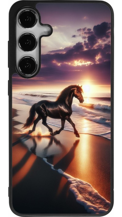 Samsung Galaxy S25+ Case Hülle - Silikon schwarz Pferd majestätisch Strand