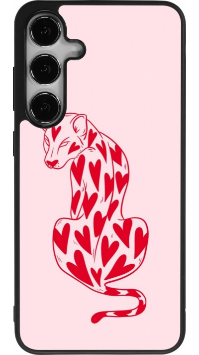 Samsung Galaxy S25+ Case Hülle - Silikon schwarz Leopard with hearts 2026