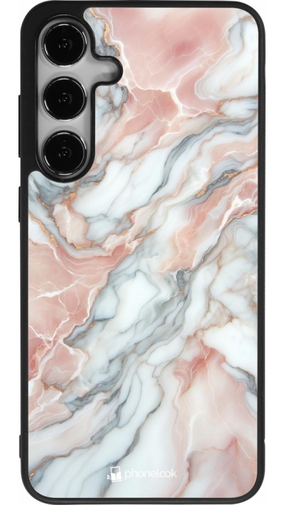 Samsung Galaxy S25+ Case Hülle - Silikon schwarz Rosa Leuchtender Marmor
