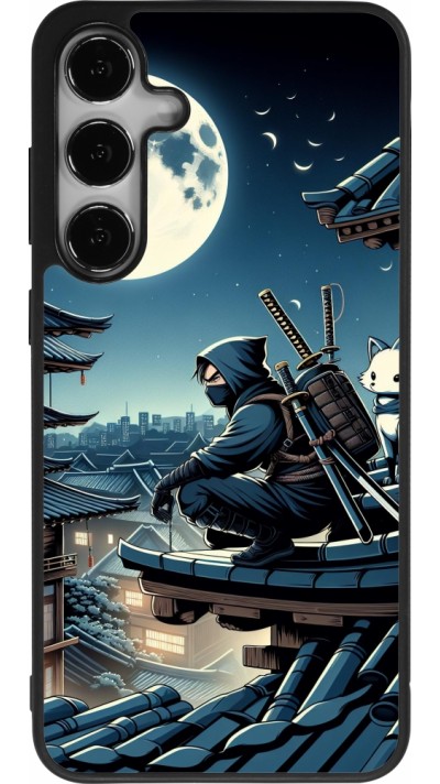 Samsung Galaxy S25+ Case Hülle - Silikon schwarz Ninja unter dem Mond