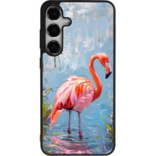 Samsung Galaxy S25+ Case Hülle - Silikon schwarz Paint Flamingo