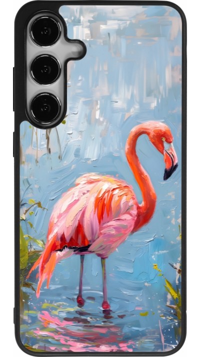 Samsung Galaxy S25+ Case Hülle - Silikon schwarz Paint Flamingo