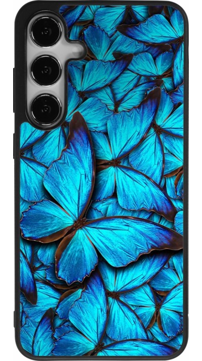 Samsung Galaxy S25+ Case Hülle - Silikon schwarz Papillon bleu