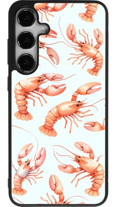 Samsung Galaxy S25+ Case Hülle - Silikon schwarz Muster von pastellfarbenen Hummern