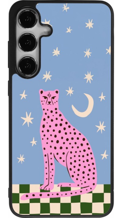 Samsung Galaxy S25+ Case Hülle - Silikon schwarz Pink leopard with stars 2026